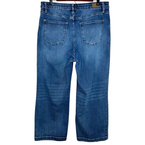 Judy Blue Women's Crop Wide Leg Jeans Blue Size 15 / 32 Mid Rise Stretch Denim - Picture 8 of 8